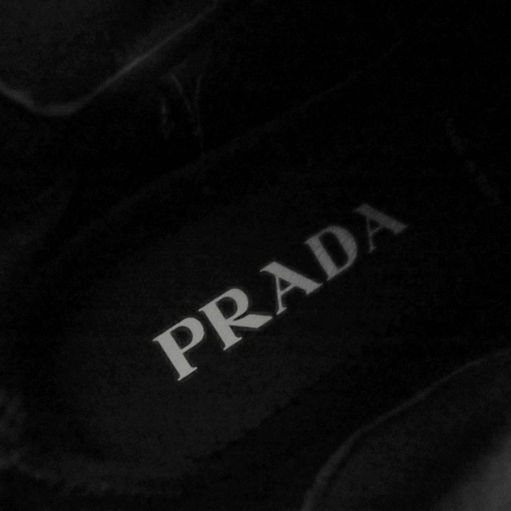 Pristine PRADA Monolith Re-Nylon Triangle logo gabardine boots black 36.5 1T933M