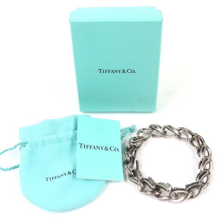Excellent TIFFANY&Co. Forged Large Link Bracelet 16-frame smoked finish 925