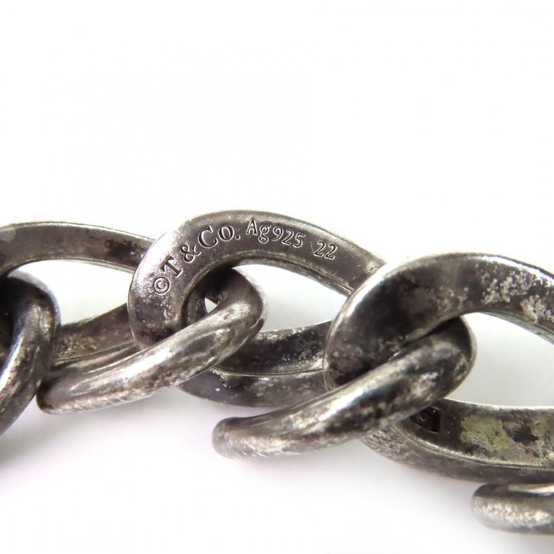 Excellent TIFFANY&Co. Forged Large Link Bracelet 16-frame smoked finish 925
