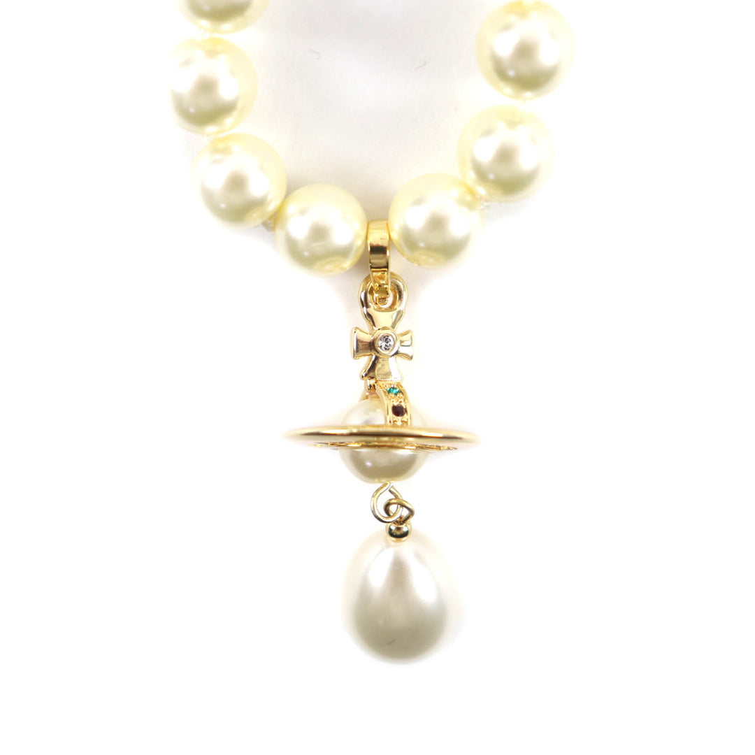 Great Vivienne Westwood Necklace ONE ROW PEARL DROP CHOKER Orb Women