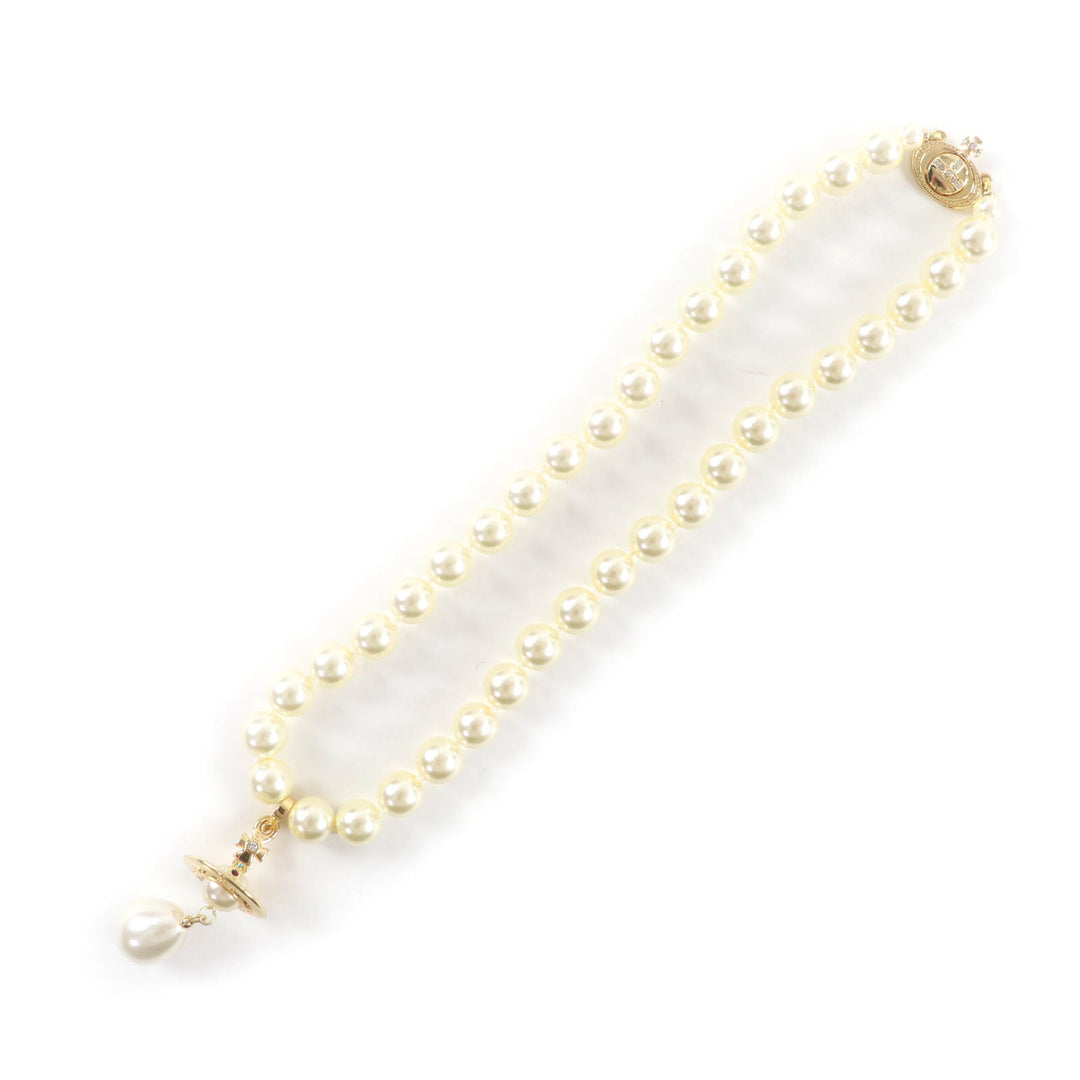 Great Vivienne Westwood Necklace ONE ROW PEARL DROP CHOKER Orb Women