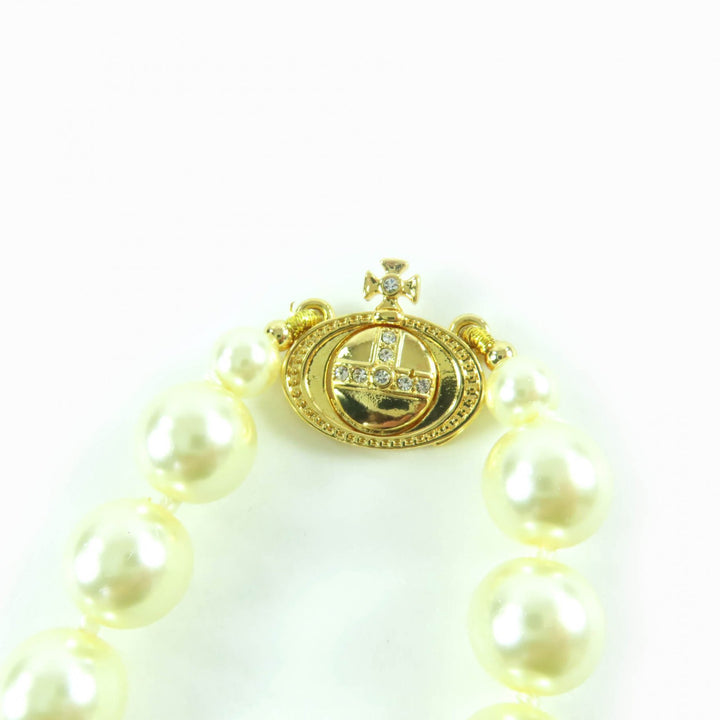 Great Vivienne Westwood Necklace ONE ROW PEARL DROP CHOKER Orb Women