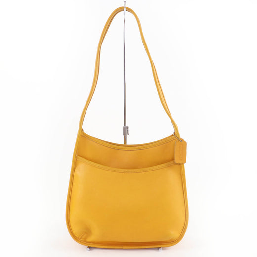 Excellent COACH Rare Color Old Coach Glove Leather One-Shoulder Bag yellow 9047