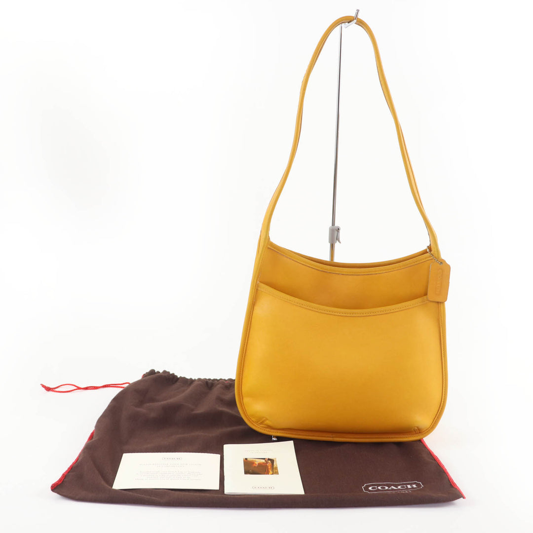 Excellent COACH Rare Color Old Coach Glove Leather One-Shoulder Bag yellow 9047