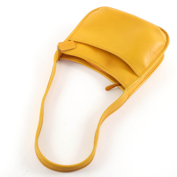 Excellent COACH Rare Color Old Coach Glove Leather One-Shoulder Bag yellow 9047