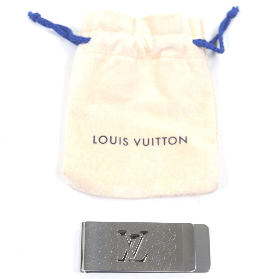 Very Good LOUIS VUITTON Money clip Bill Clip Champs Elysées Silver mens M65041