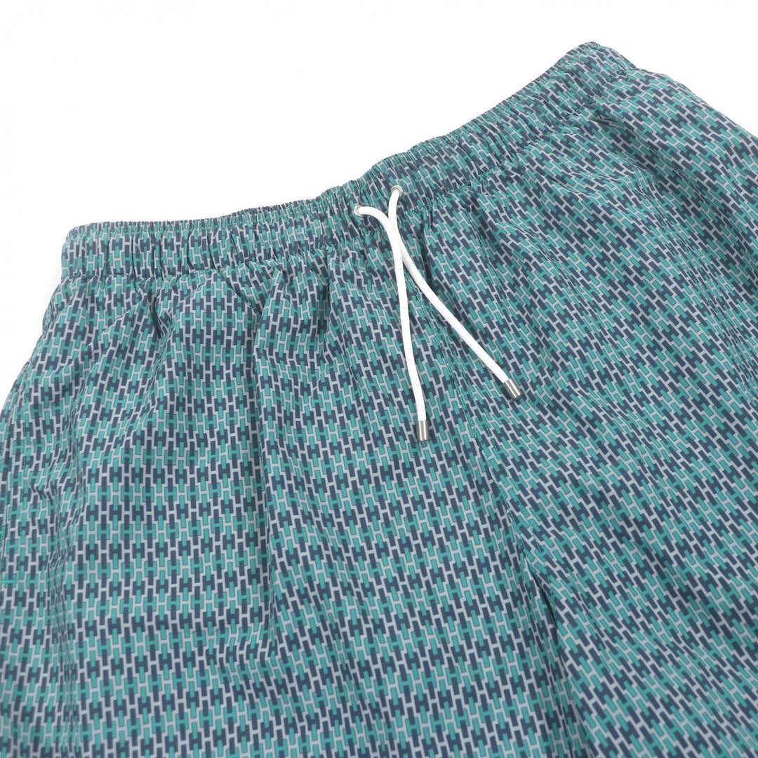 Pristine HERMES Shorts H logo all-over print Serie button swimwear