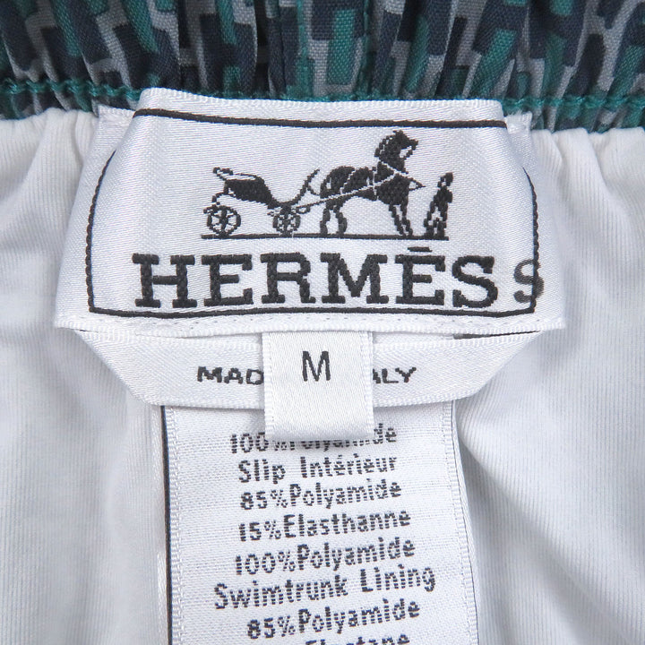Pristine HERMES Shorts H logo all-over print Serie button swimwear