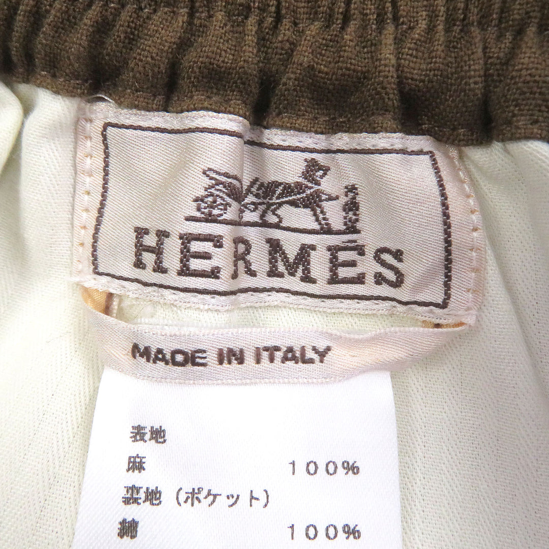 Excellent HERMES Pants Plain easy pants, relaxed fit Brown linen mens 38