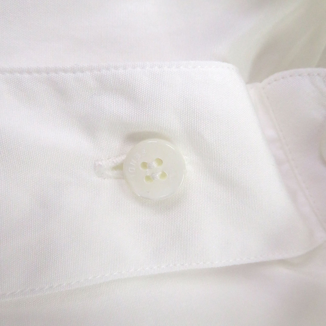 Great FENDI Long sleeve shirt logo embroidery white cotton mens 38 FS0612