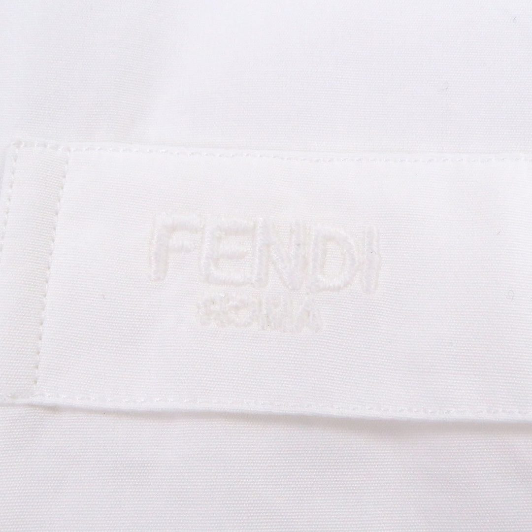 Great FENDI Long sleeve shirt logo embroidery white cotton mens 38 FS0612