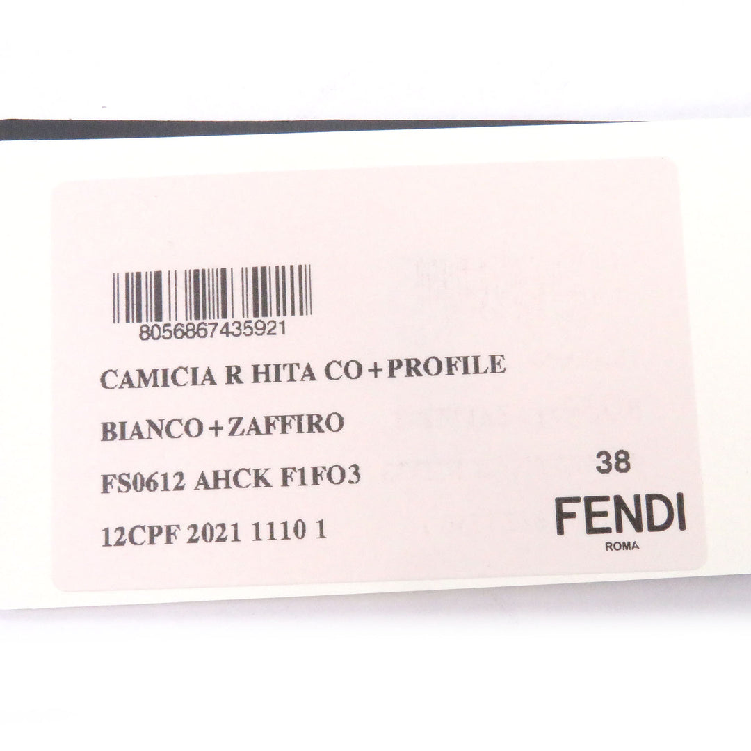 Great FENDI Long sleeve shirt logo embroidery white cotton mens 38 FS0612