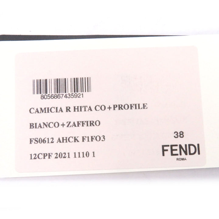 Great FENDI Long sleeve shirt logo embroidery white cotton mens 38 FS0612