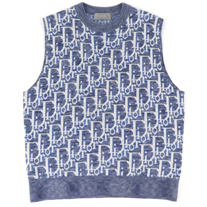 Excellent DIOR Best Oblique knit Blue wool mens L 393M662AT662