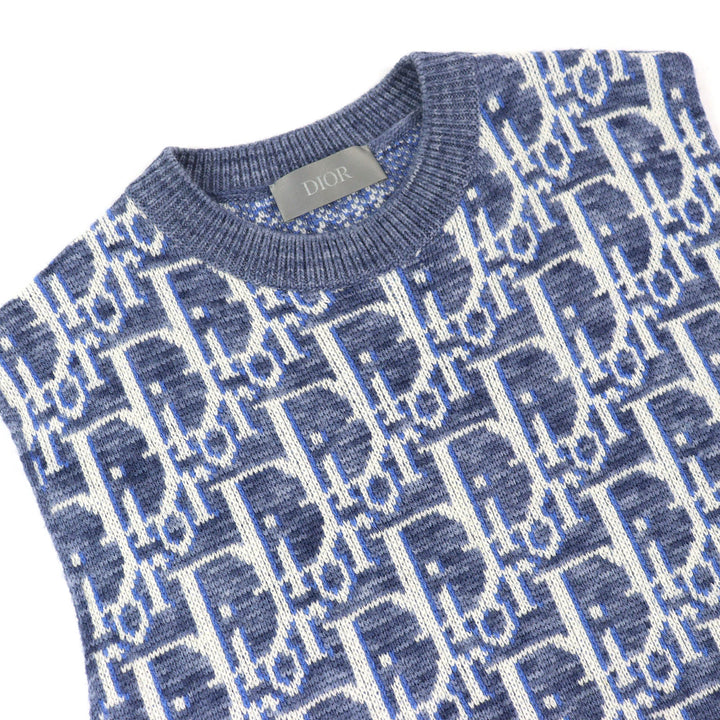 Excellent DIOR Best Oblique knit Blue wool mens L 393M662AT662