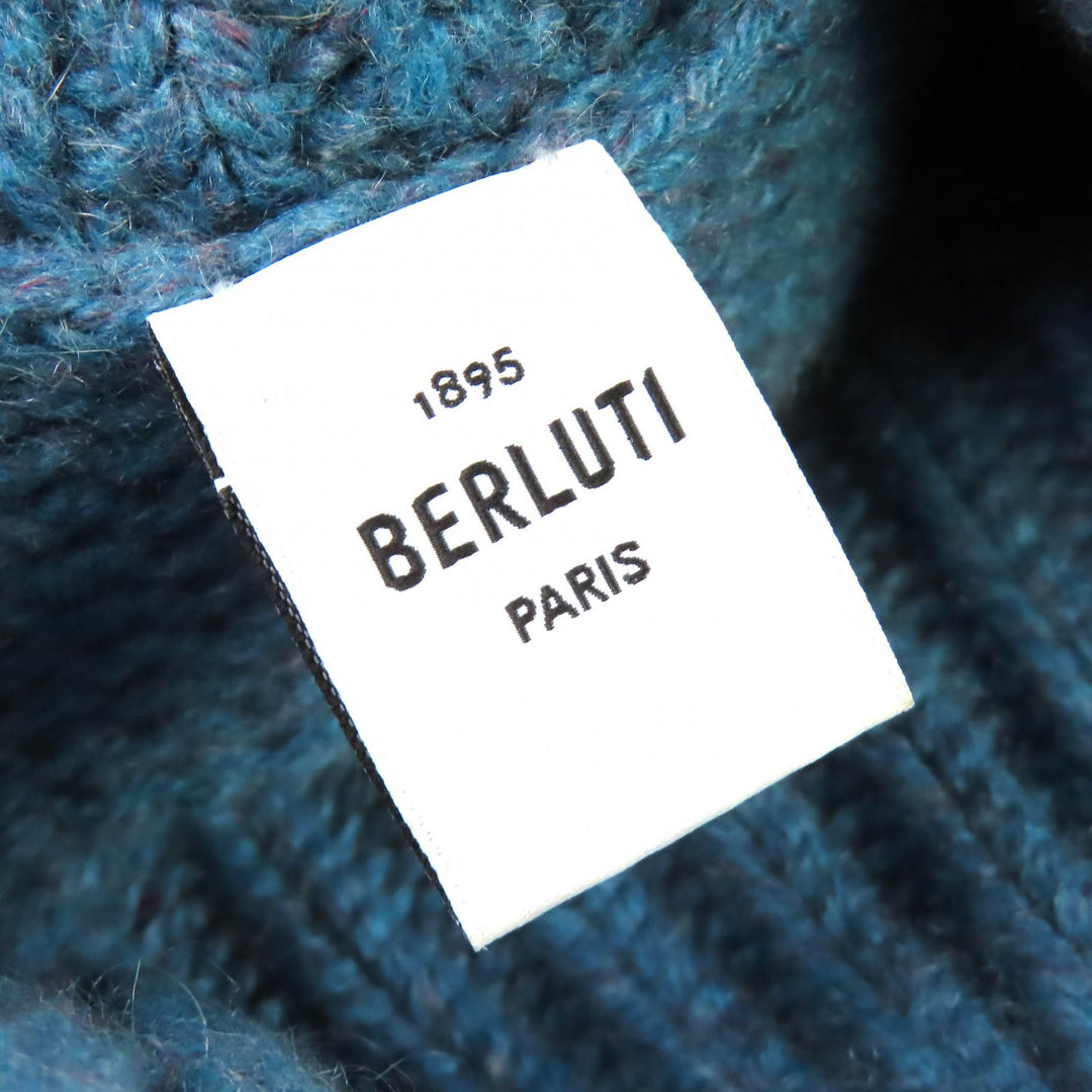 Excellent BERLUTI Turtleneck knit sweater blue cashmere M R25KTL43YWCV