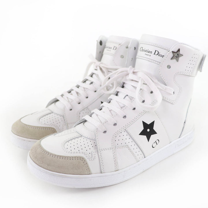 Great Christian Dior High cut sneakers DIOR STAR white leather Women 36.5