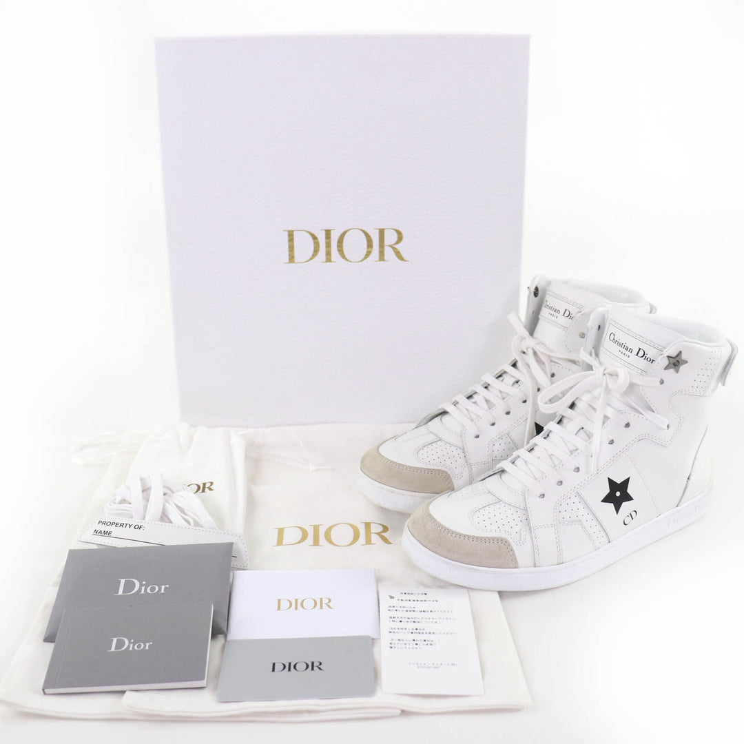 Great Christian Dior High cut sneakers DIOR STAR white leather Women 36.5