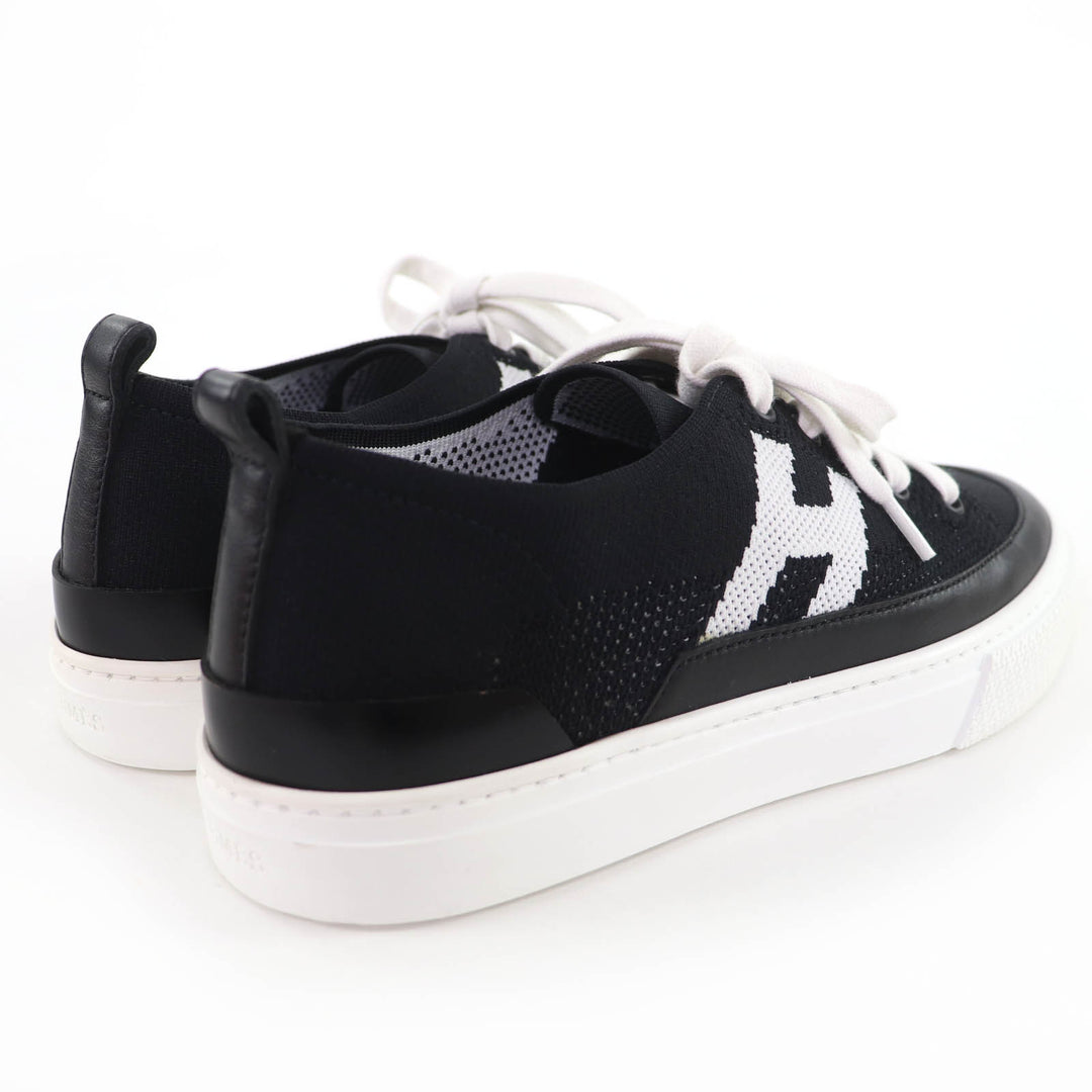 Pristine HERMES Low cut sneakers deep H logo leather black leather Women 36