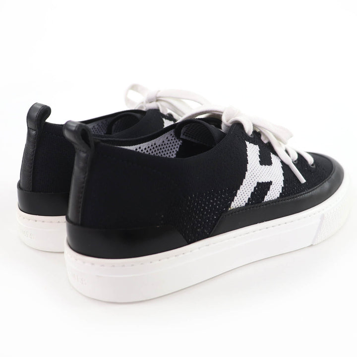 Pristine HERMES Low cut sneakers deep H logo leather black leather Women 36
