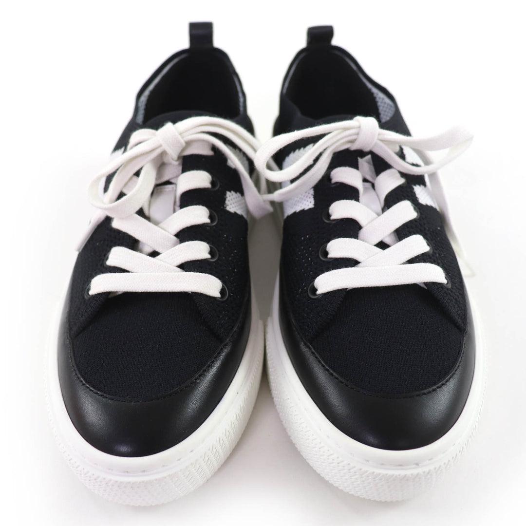 Pristine HERMES Low cut sneakers deep H logo leather black leather Women 36