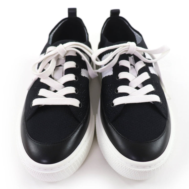 Pristine HERMES Low cut sneakers deep H logo leather black leather Women 36