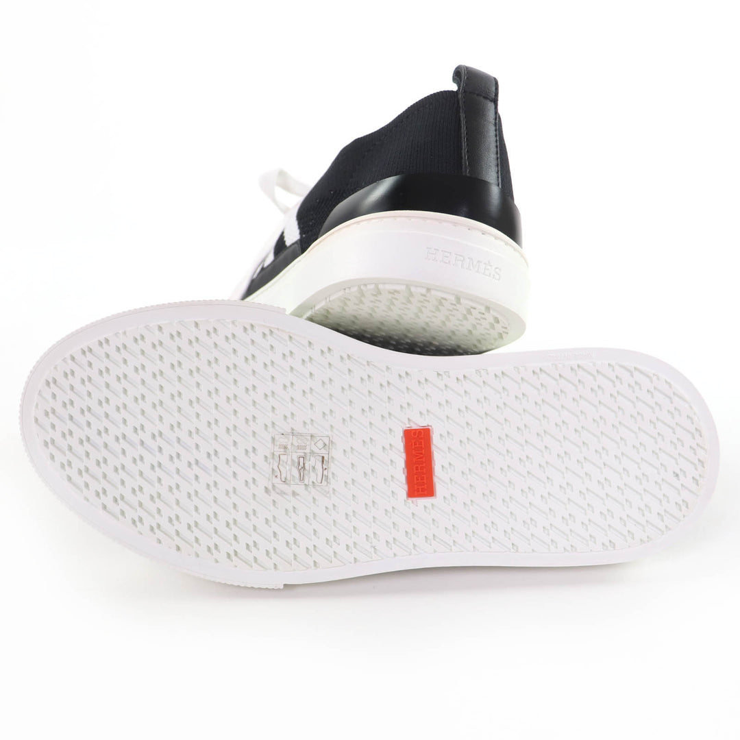 Pristine HERMES Low cut sneakers deep H logo leather black leather Women 36