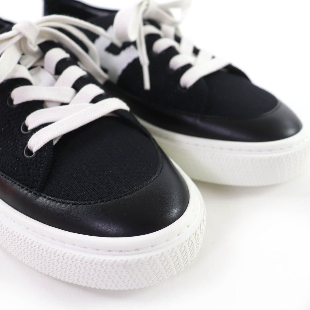 Pristine HERMES Low cut sneakers deep H logo leather black leather Women 36