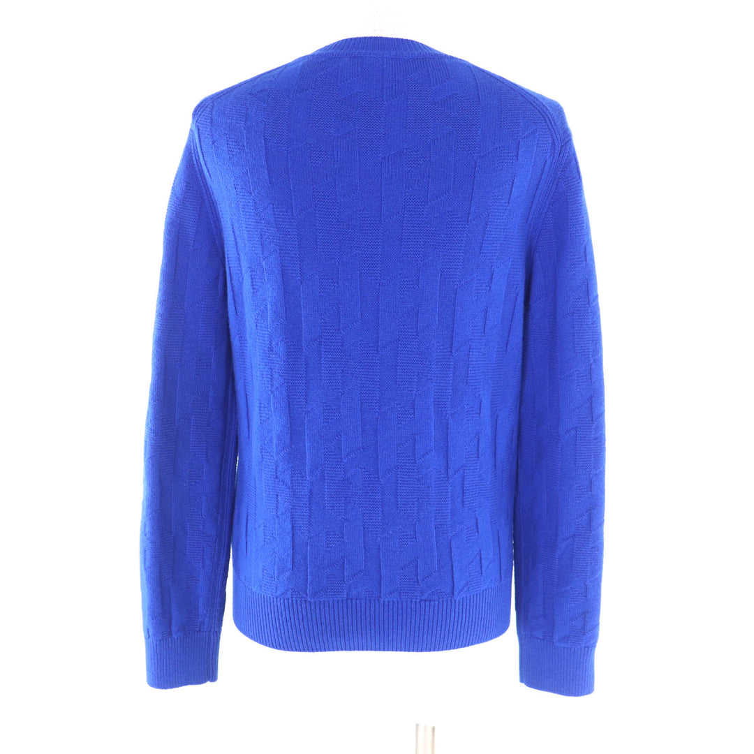 Excellent HERMES knit H motif crew neck long sleeves blue wool Women 38 4E2611D3