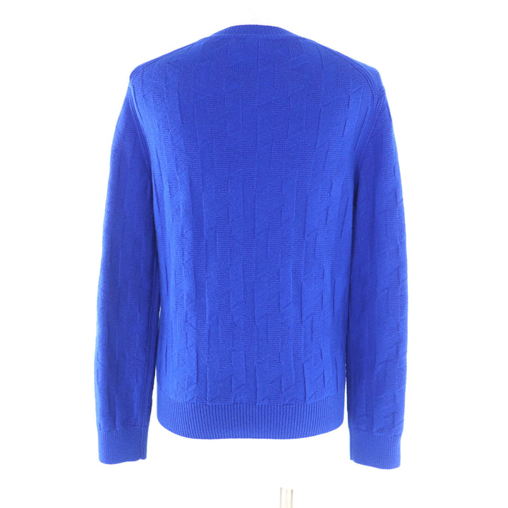 Excellent HERMES knit H motif crew neck long sleeves blue wool Women 38 4E2611D3