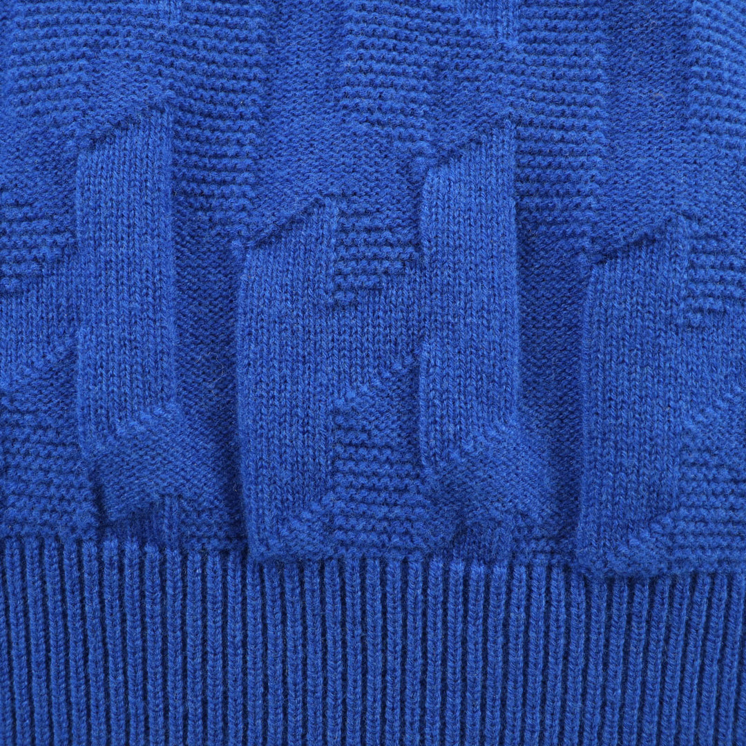 Excellent HERMES knit H motif crew neck long sleeves blue wool Women 38 4E2611D3
