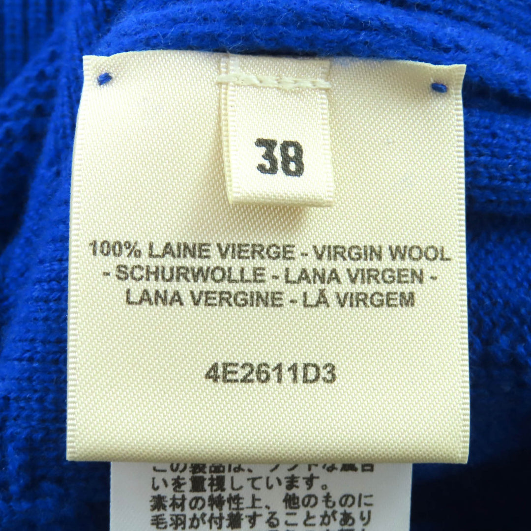 Excellent HERMES knit H motif crew neck long sleeves blue wool Women 38 4E2611D3