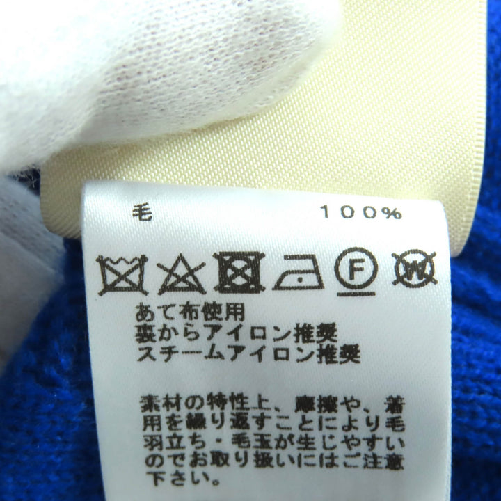 Excellent HERMES knit H motif crew neck long sleeves blue wool Women 38 4E2611D3