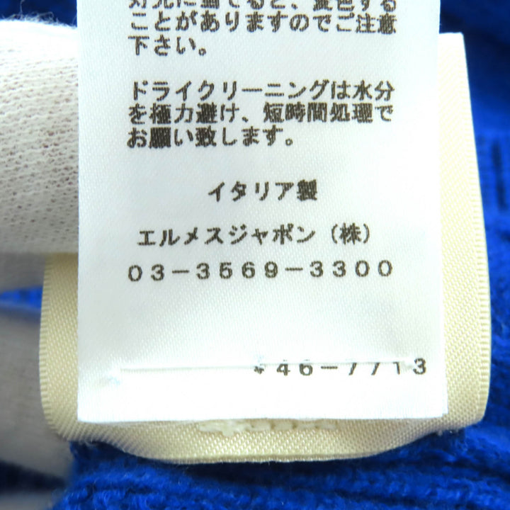 Excellent HERMES knit H motif crew neck long sleeves blue wool Women 38 4E2611D3