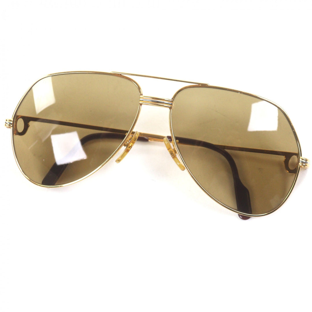 Great Cartier sunglasses Trinity Two-bridge logo Metal gold mens
