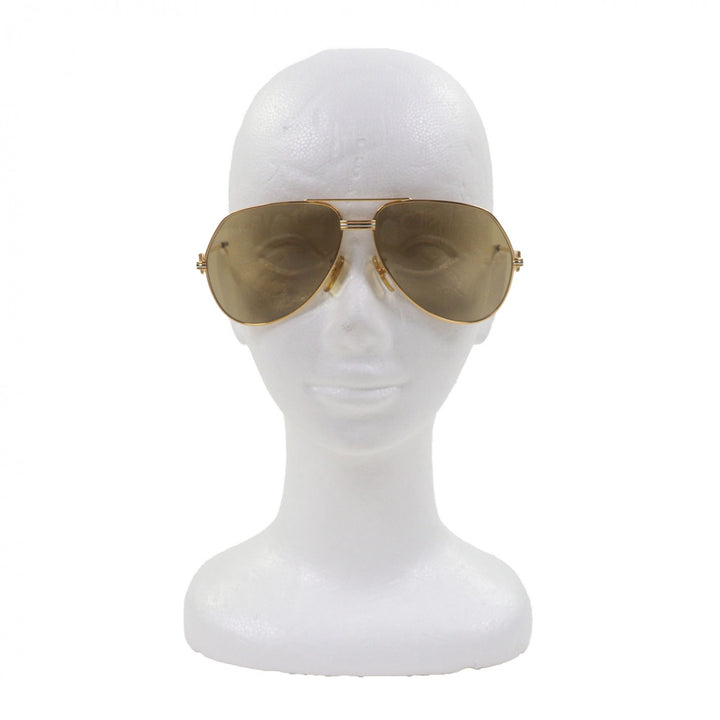 Great Cartier sunglasses Trinity Two-bridge logo Metal gold mens