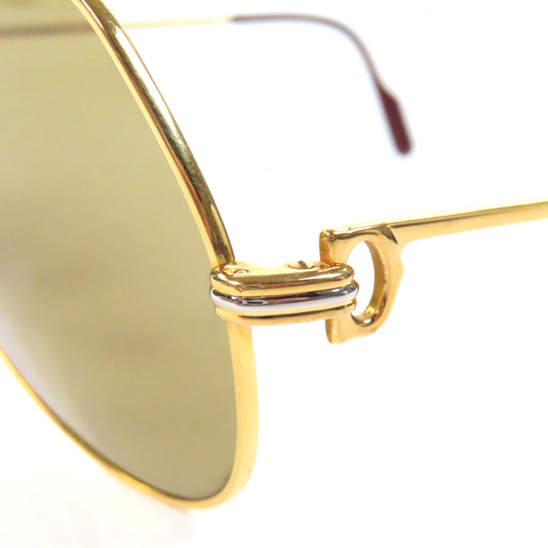Great Cartier sunglasses Trinity Two-bridge logo Metal gold mens