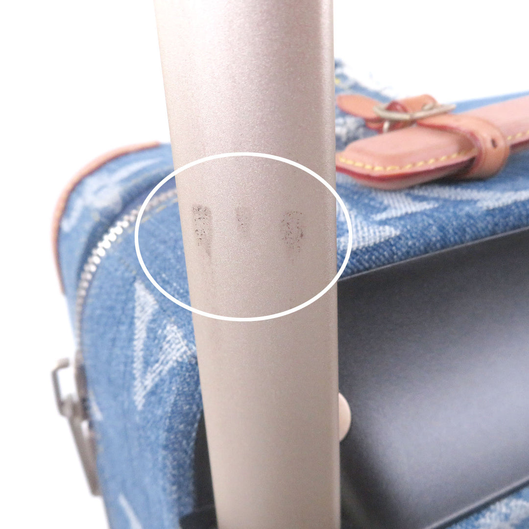Great LOUIS VUITTON Carry Bag Horizon 55 LV Remix Monogram Denim Indigo blue