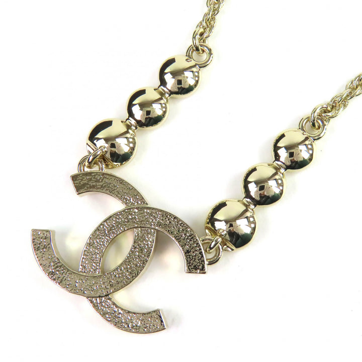 Excellent CHANEL Necklace COCO Mark Rhinestone Chain gold Women B25S
