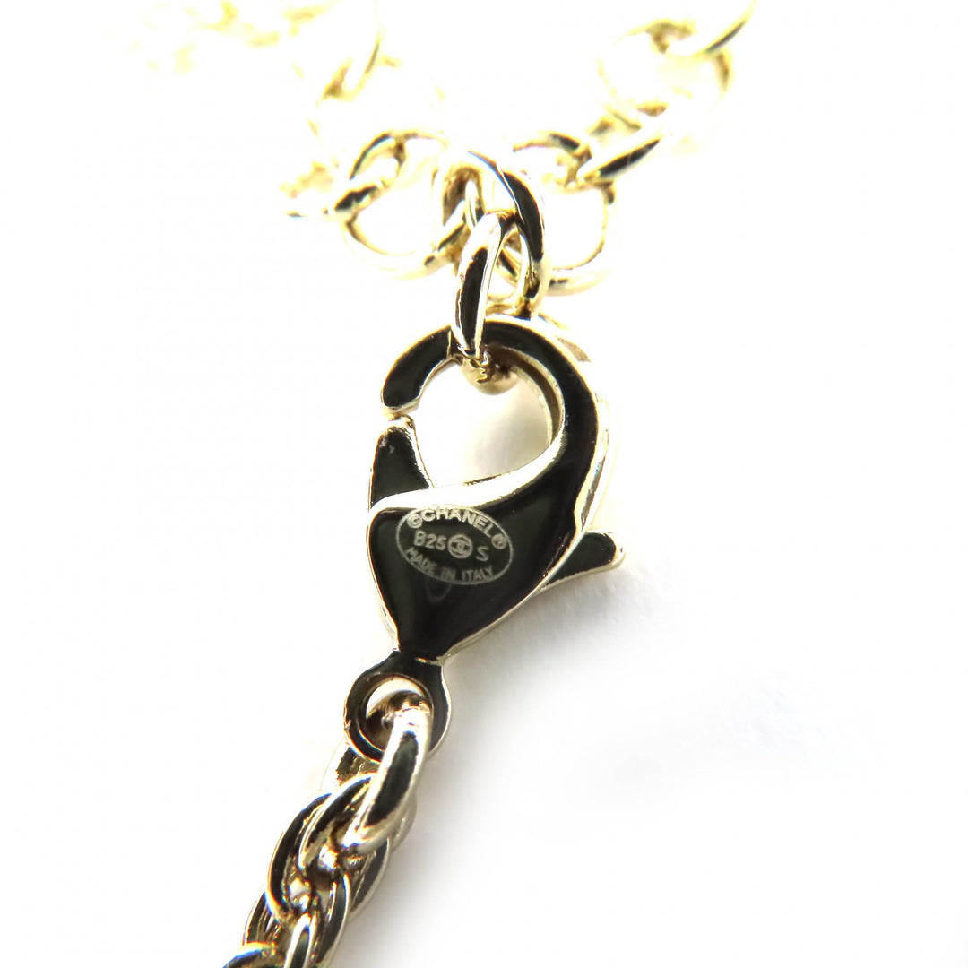 Excellent CHANEL Necklace COCO Mark Rhinestone Chain gold Women B25S