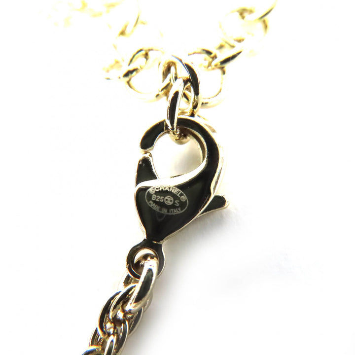 Excellent CHANEL Necklace COCO Mark Rhinestone Chain gold Women B25S