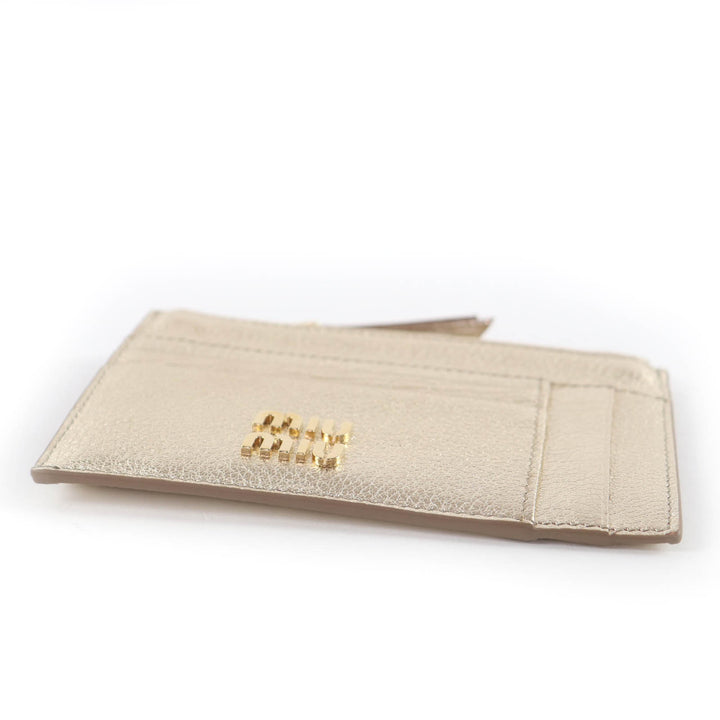 Excellent MIUMIU Coin case Fragment case Card Case gold leather Women