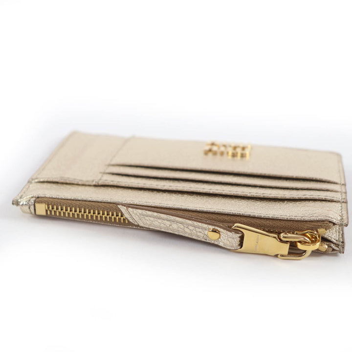 Excellent MIUMIU Coin case Fragment case Card Case gold leather Women