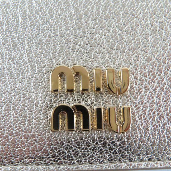 Excellent MIUMIU Coin case Fragment case Card Case gold leather Women
