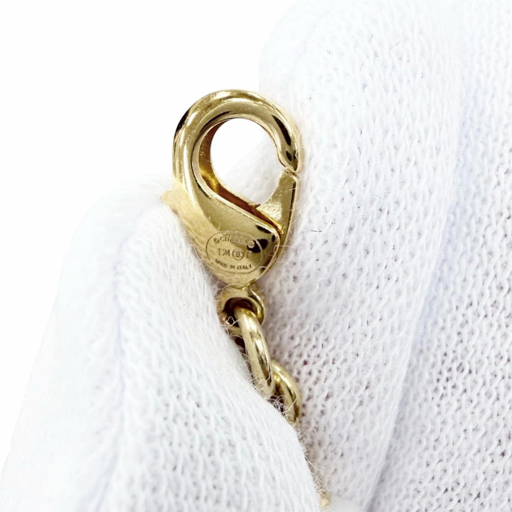 Great CHANEL bracelet COCO Mark Heart Faux Pearl Denim Design gold Women I24P