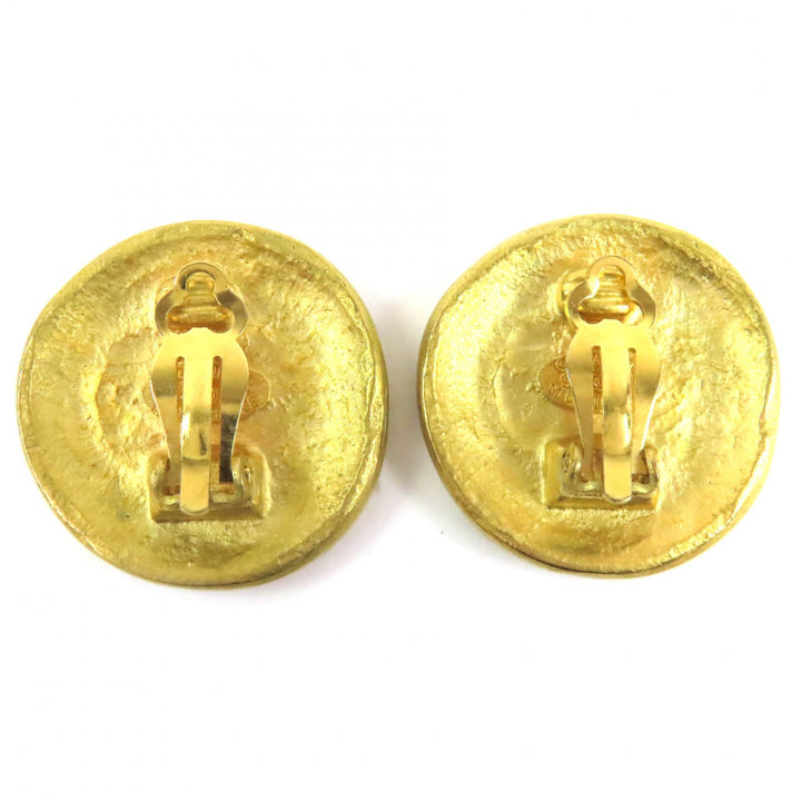 Excellent CHANEL Earring COCO Mark Round Type gold Women 94P