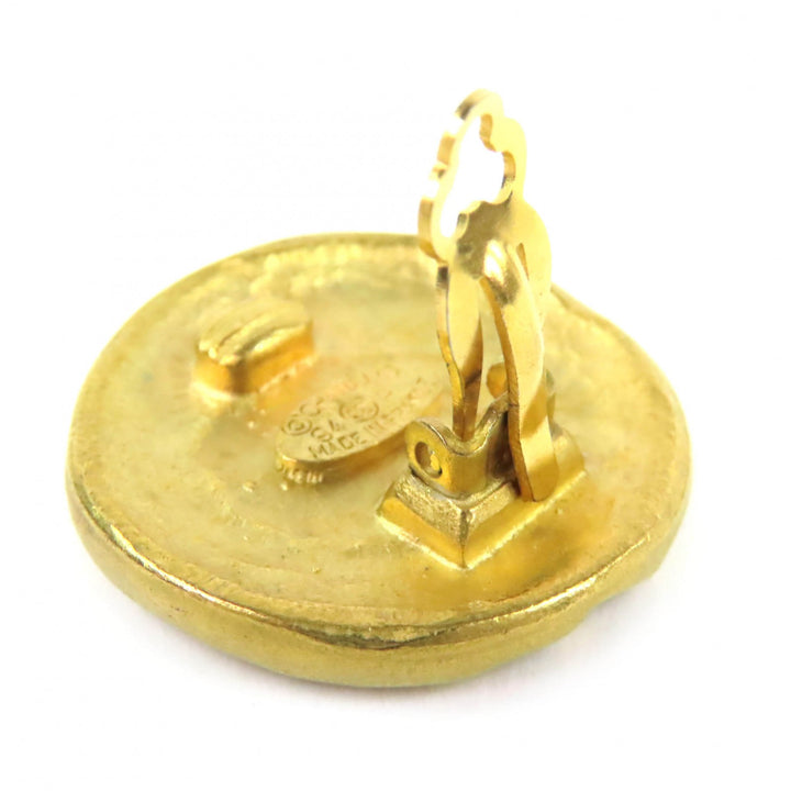Excellent CHANEL Earring COCO Mark Round Type gold Women 94P