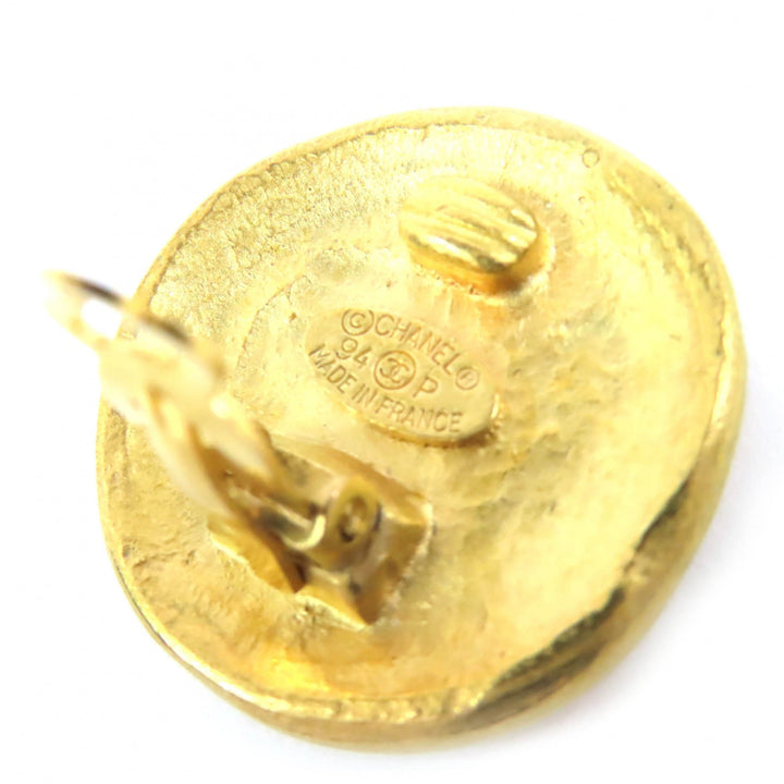 Excellent CHANEL Earring COCO Mark Round Type gold Women 94P