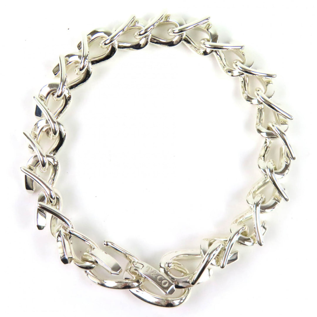 Excellent TIFFANY&Co. bracelet Forged Medium Link Bracelet High Polish 925