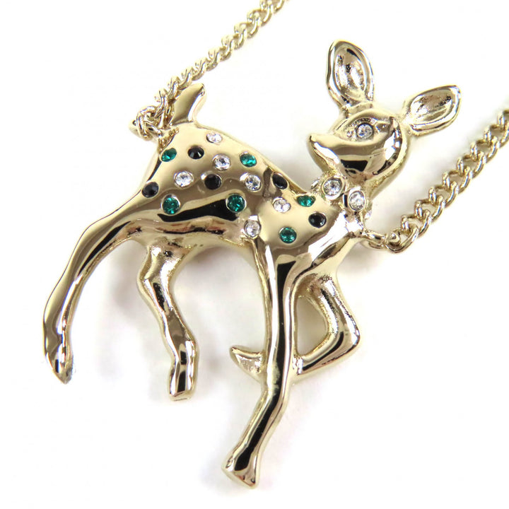 Excellent CHANEL Necklace Bambi COCO Mark Rhinestone Faux Pearl gold Women